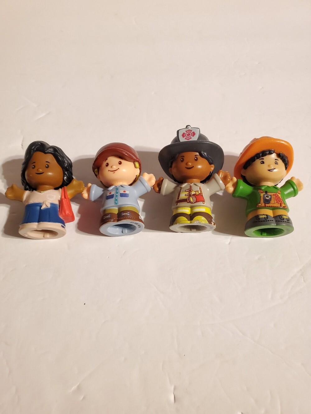 Fisher-Price Little People Lot of 4 Figures Mom Fireman Koby Construction Farm